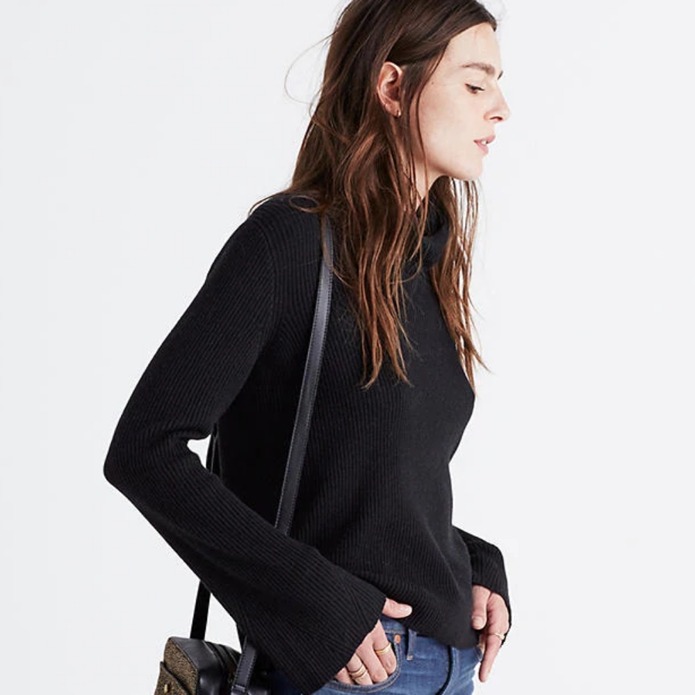 Madewell Bell Sleeve turtleneck black Sweater